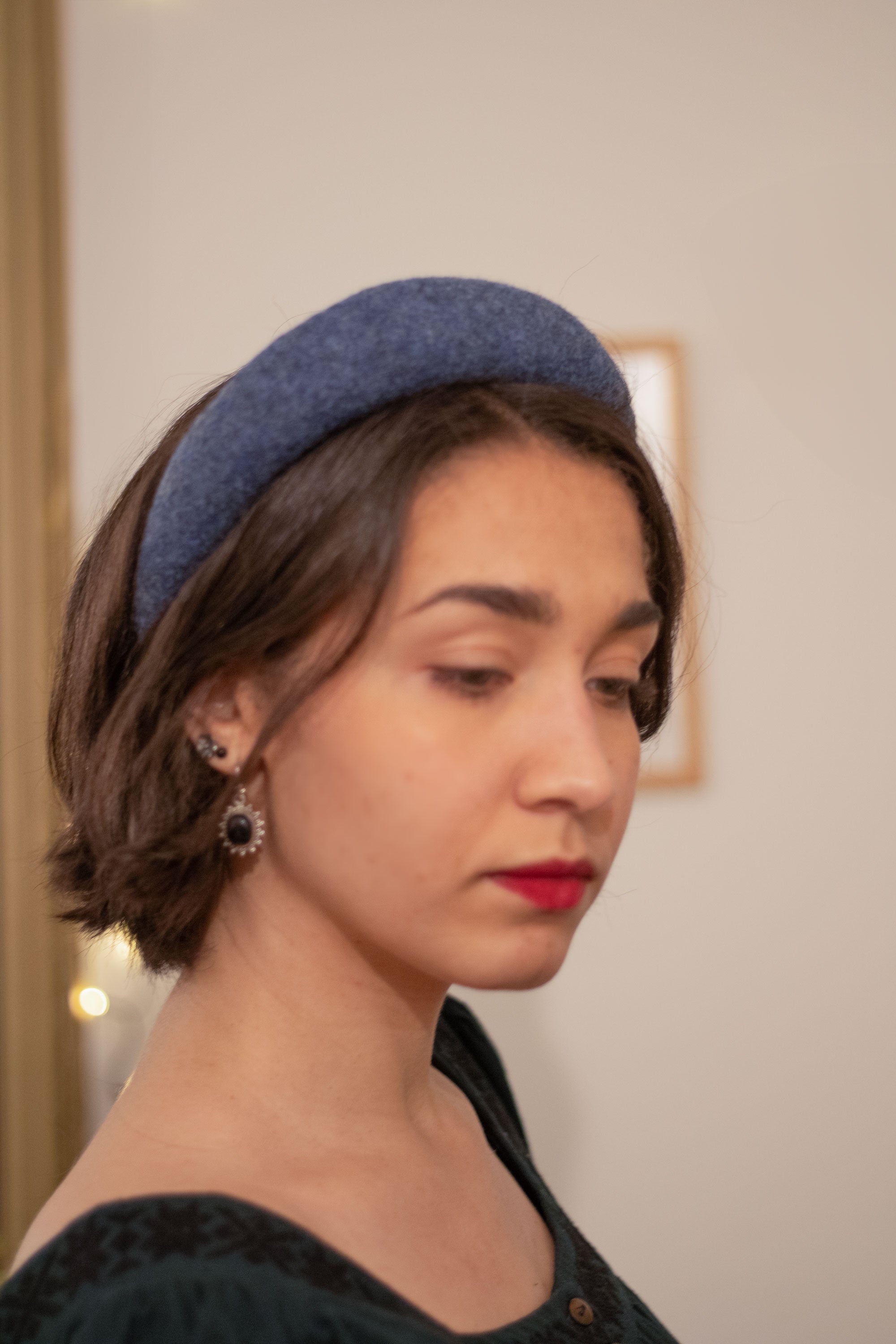 Apolline headband in provence blue pure wool