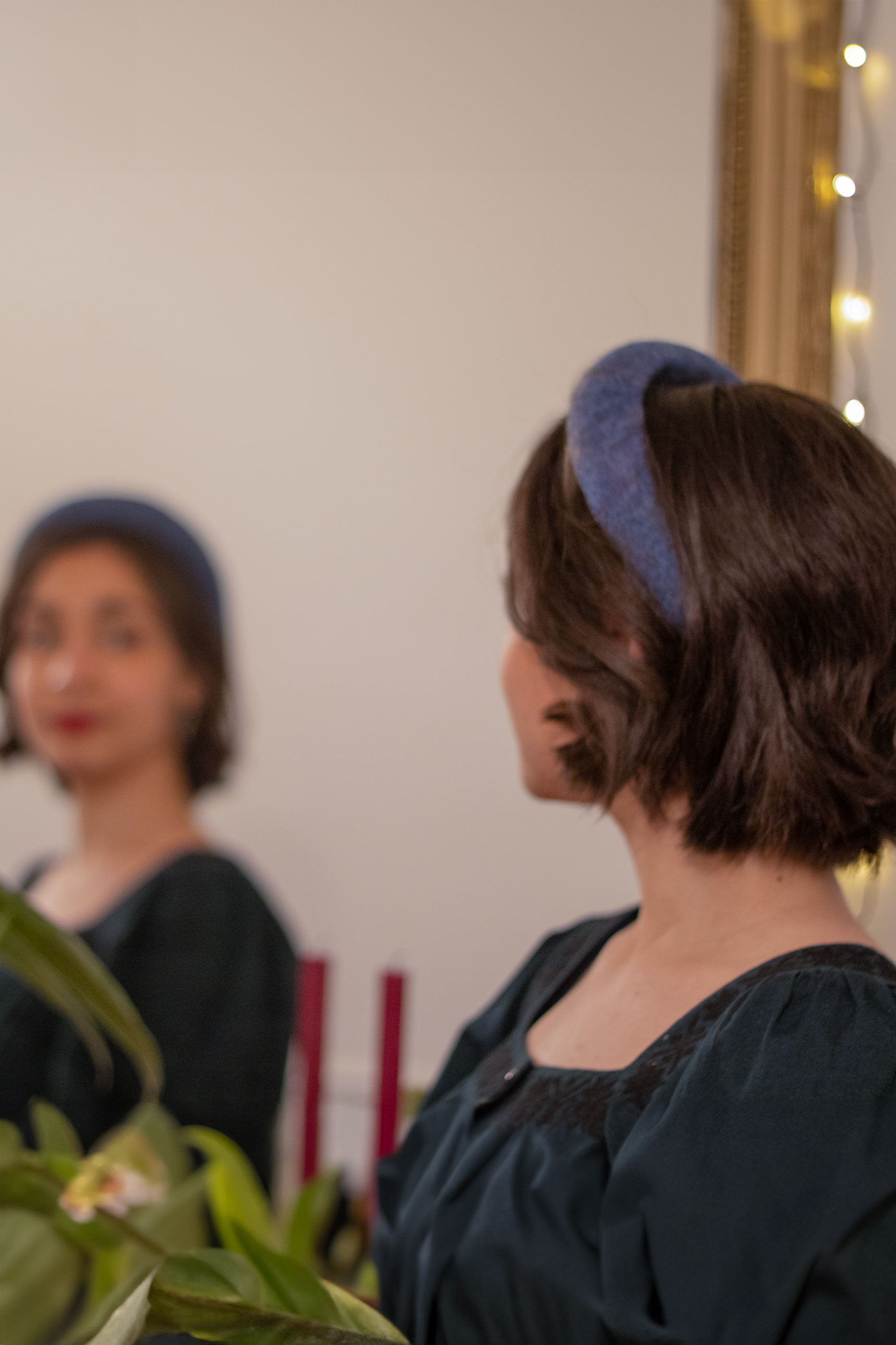 Apolline headband in provence blue pure wool