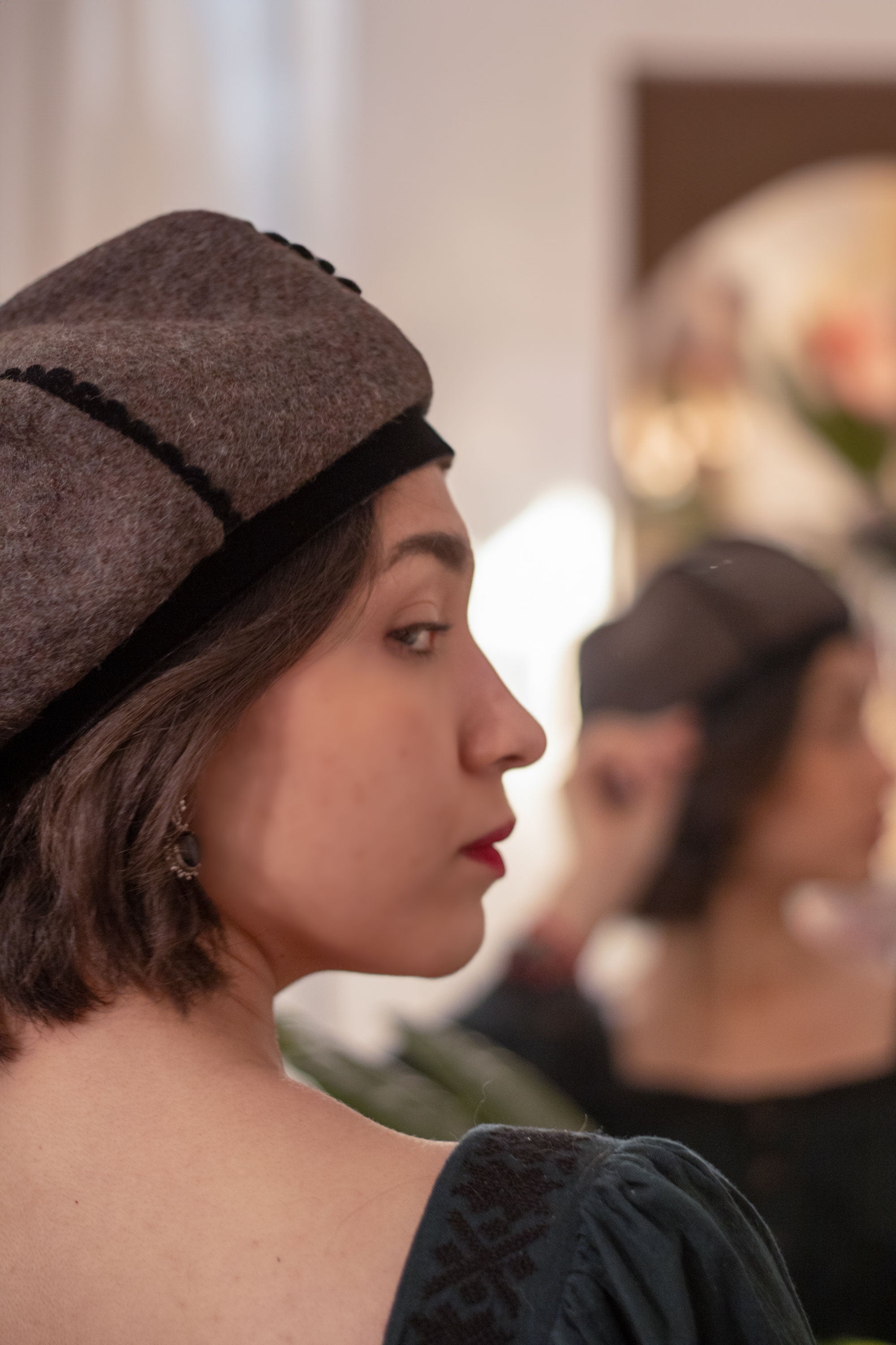 Apolline beret in chestnut pure wool