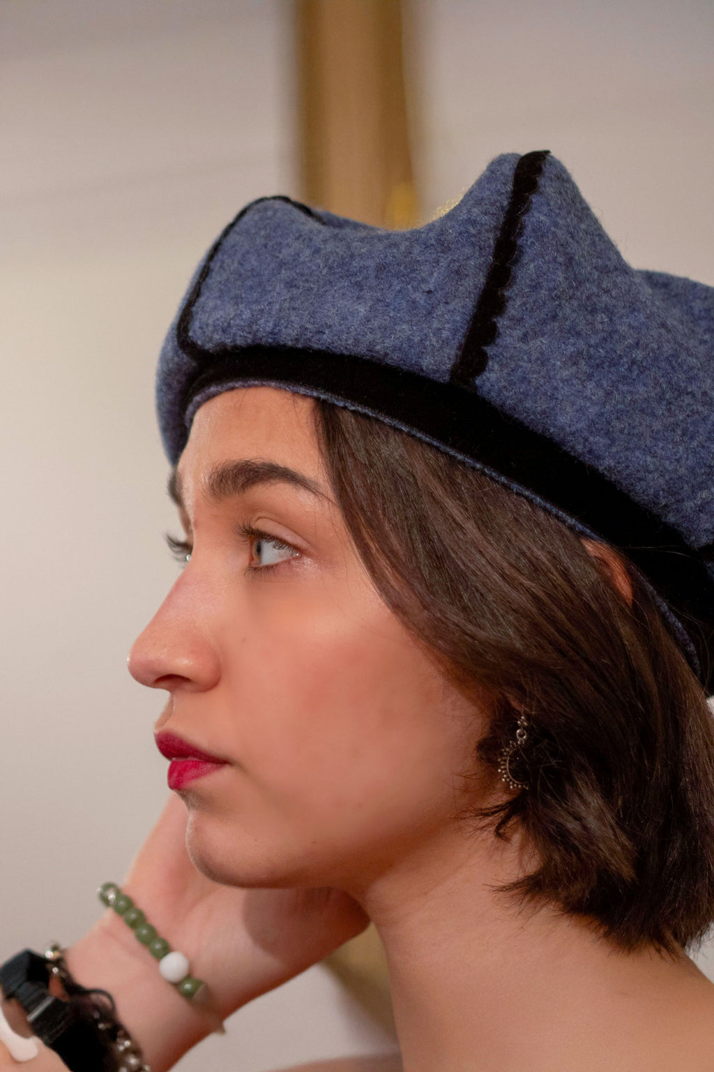Apolline beret in provence blue pure wool