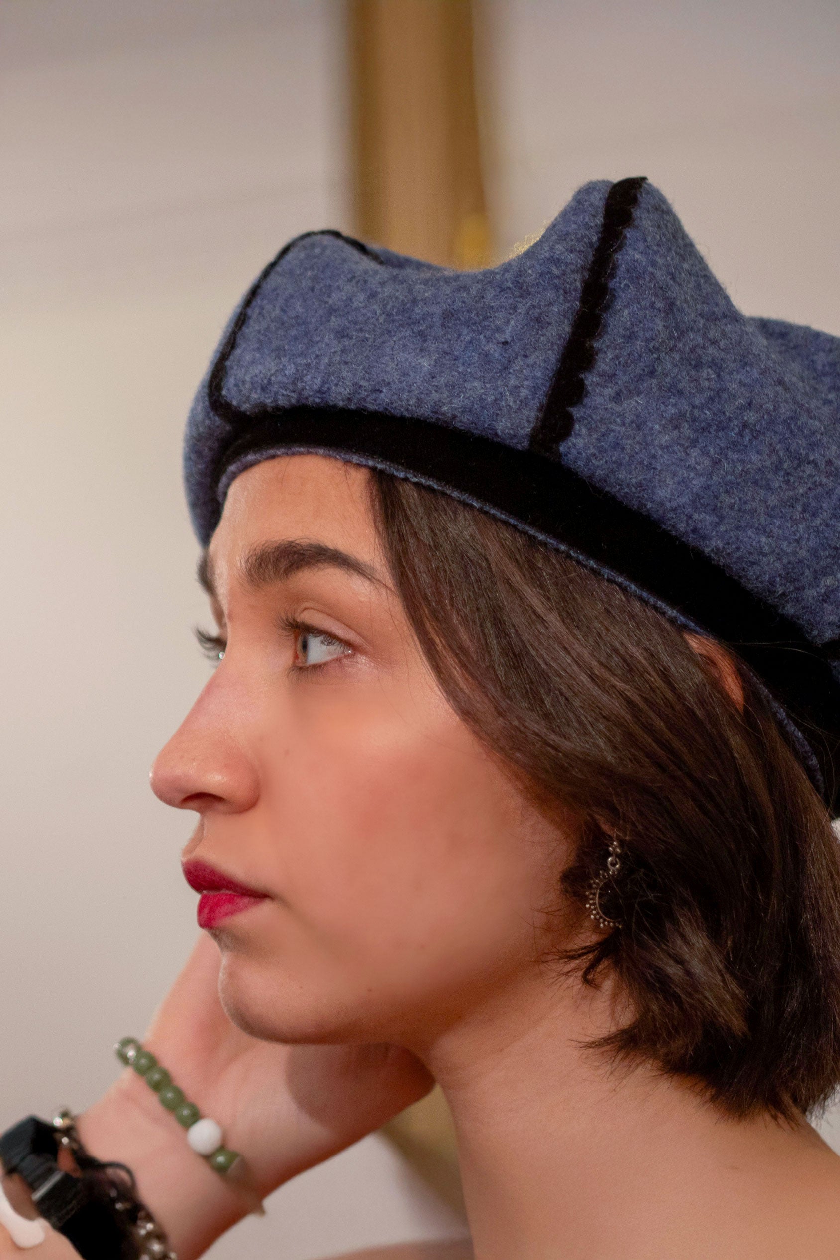 Apolline beret in provence blue pure wool