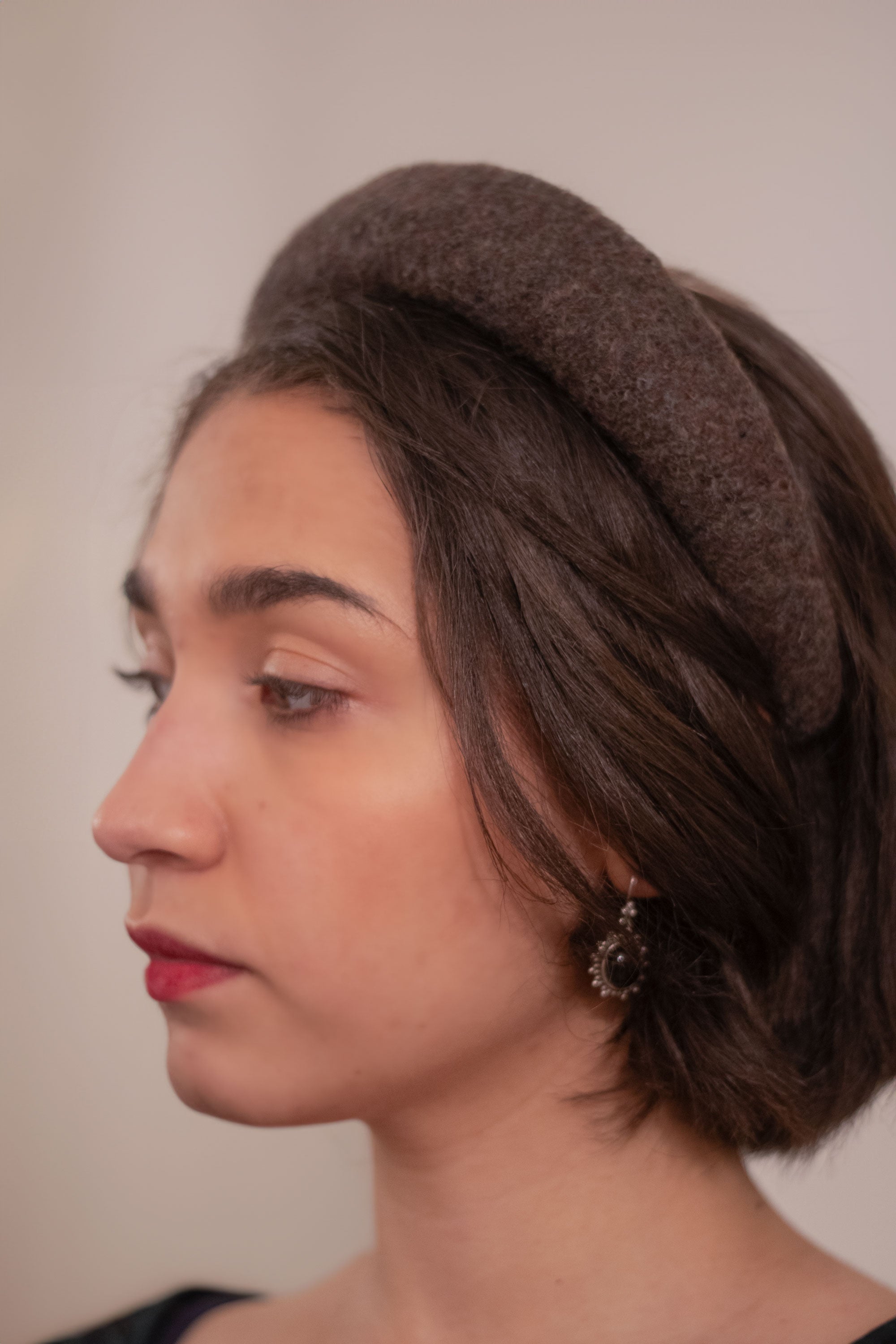 Apolline headband in chestnut pure wool