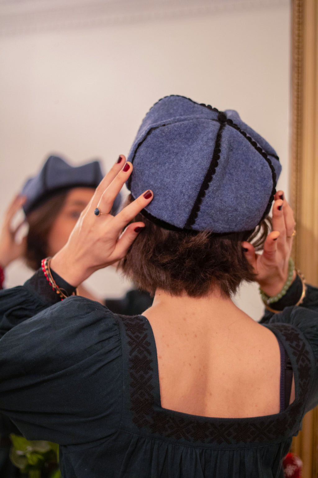 Apolline beret in provence blue pure wool
