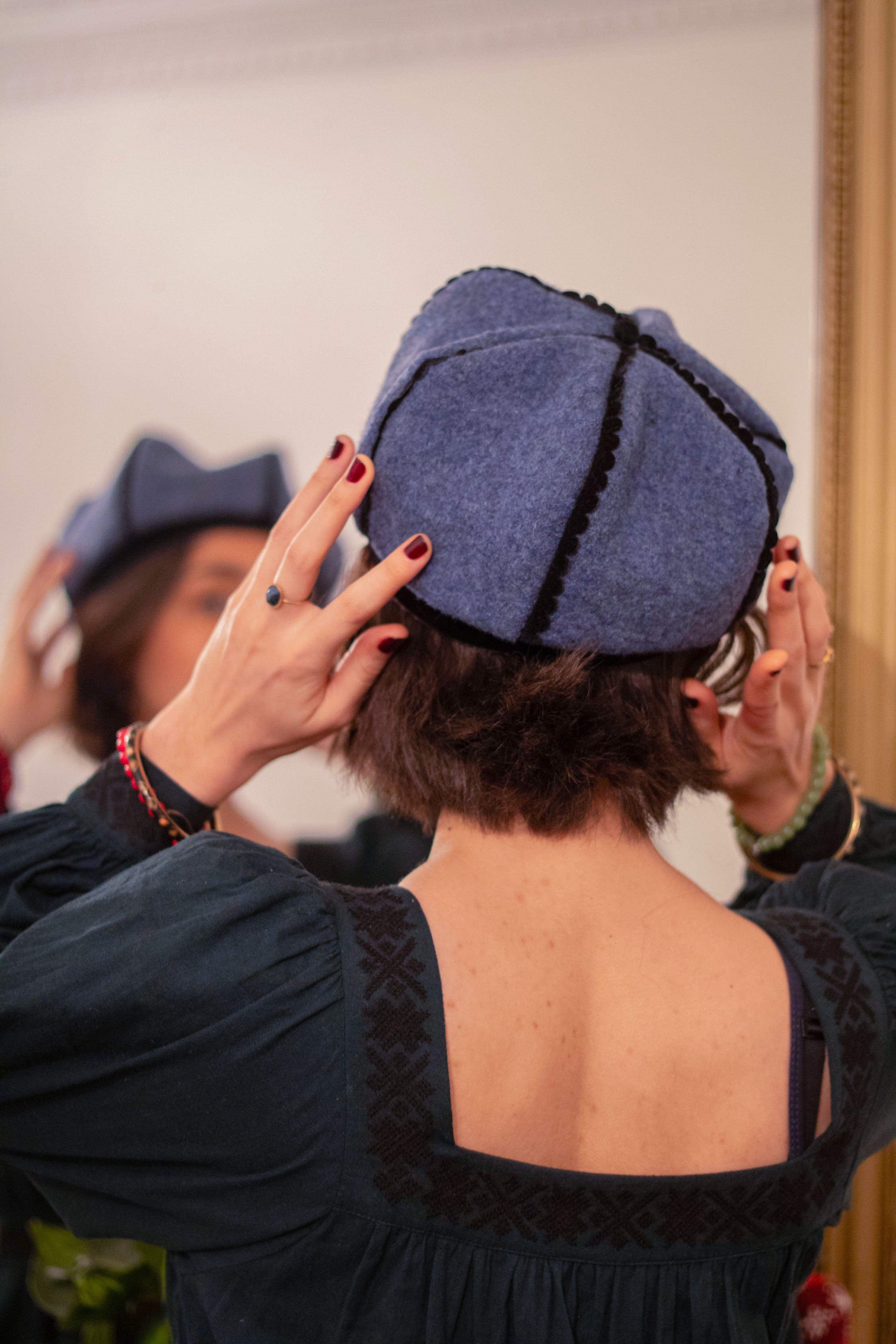 Apolline beret in provence blue pure wool